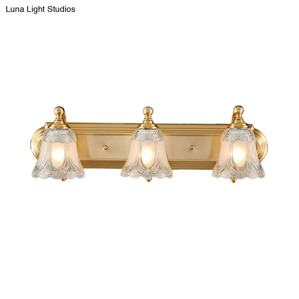 Vintage Style Vanity Sconce Light With Clear Glass Shade Golden Wall Lighting For Bathroom - 2/3