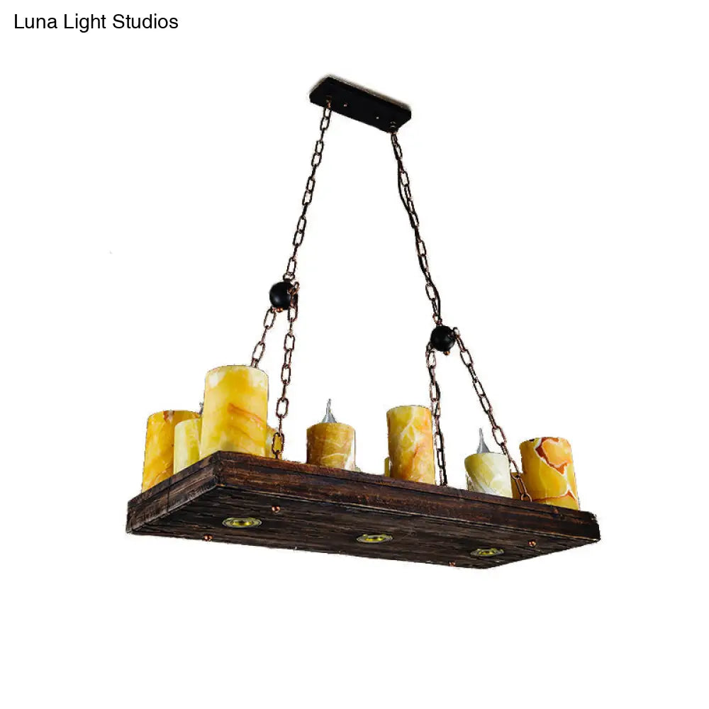 Vintage Yellow Marble Candle Island Light Fixture With 8/12/16 Lights For Dining Room