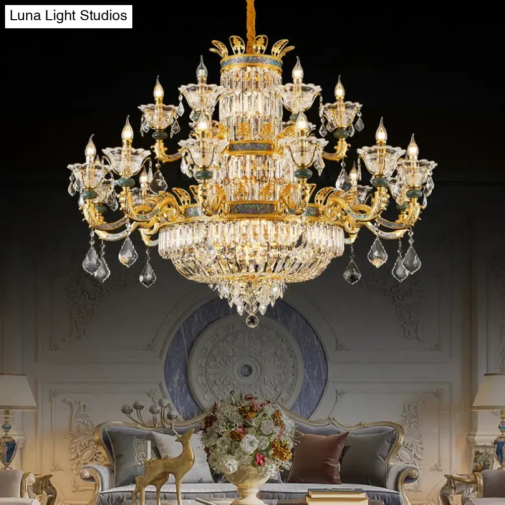 Vivienne French Copper Crystal Candle Chandelier Duplex Stair Pendant Light chandelier