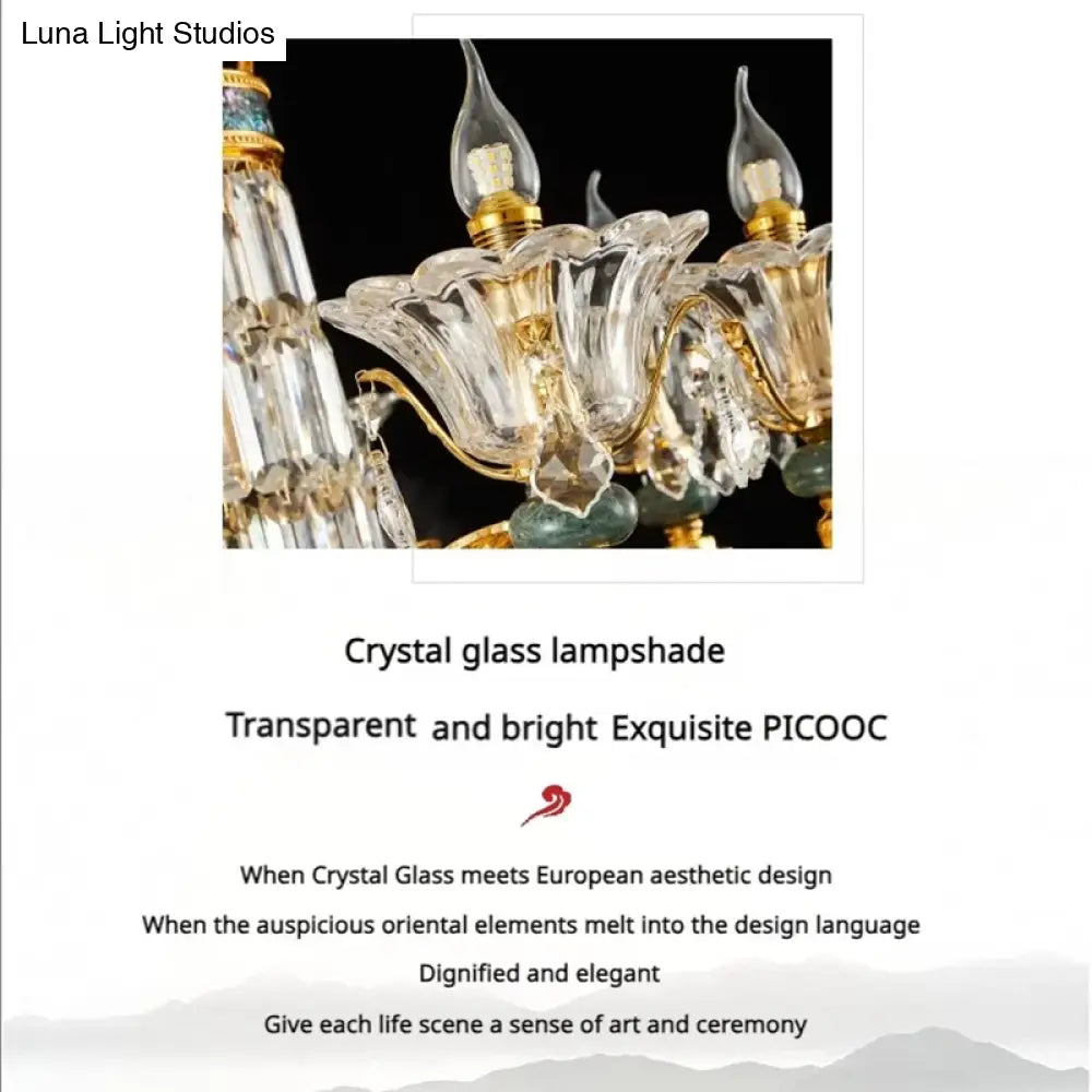 Vivienne French Copper Crystal Candle Chandelier Duplex Stair Pendant Light chandelier