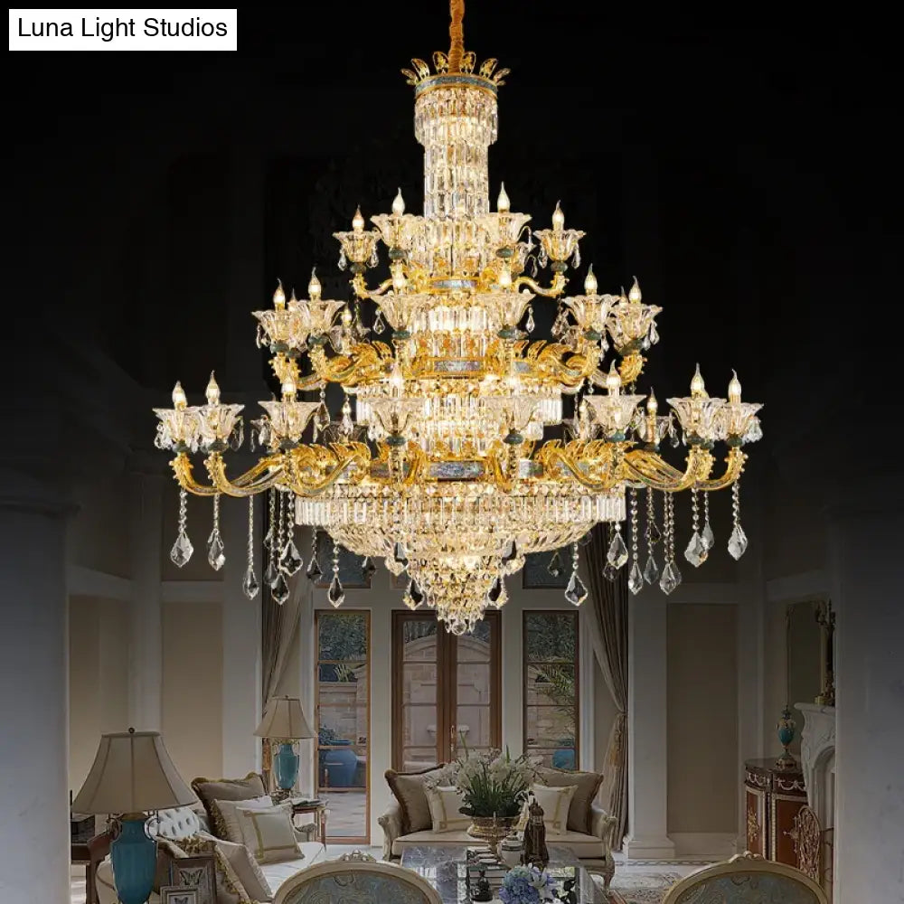 Vivienne French Copper Crystal Candle Chandelier Duplex Stair Pendant Light chandelier