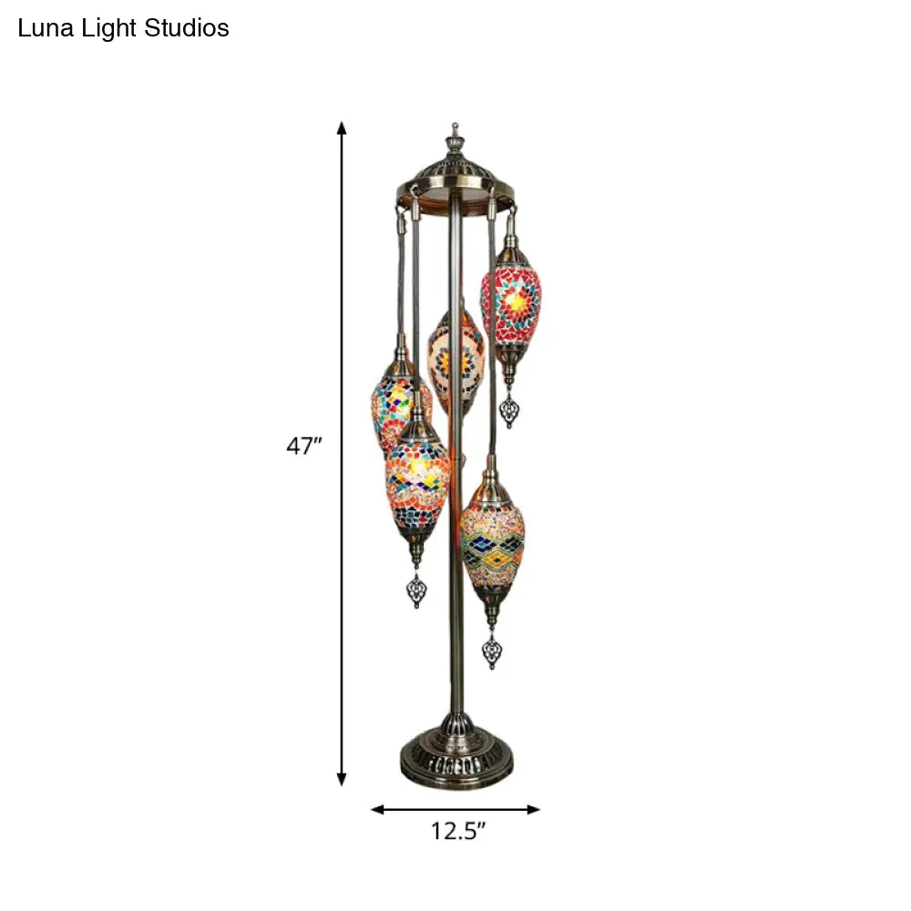 Waterdrop Glass Floor Lamp - Traditional Hand-Cut Style With 5/7/9 Heads For Bedroom Reading In