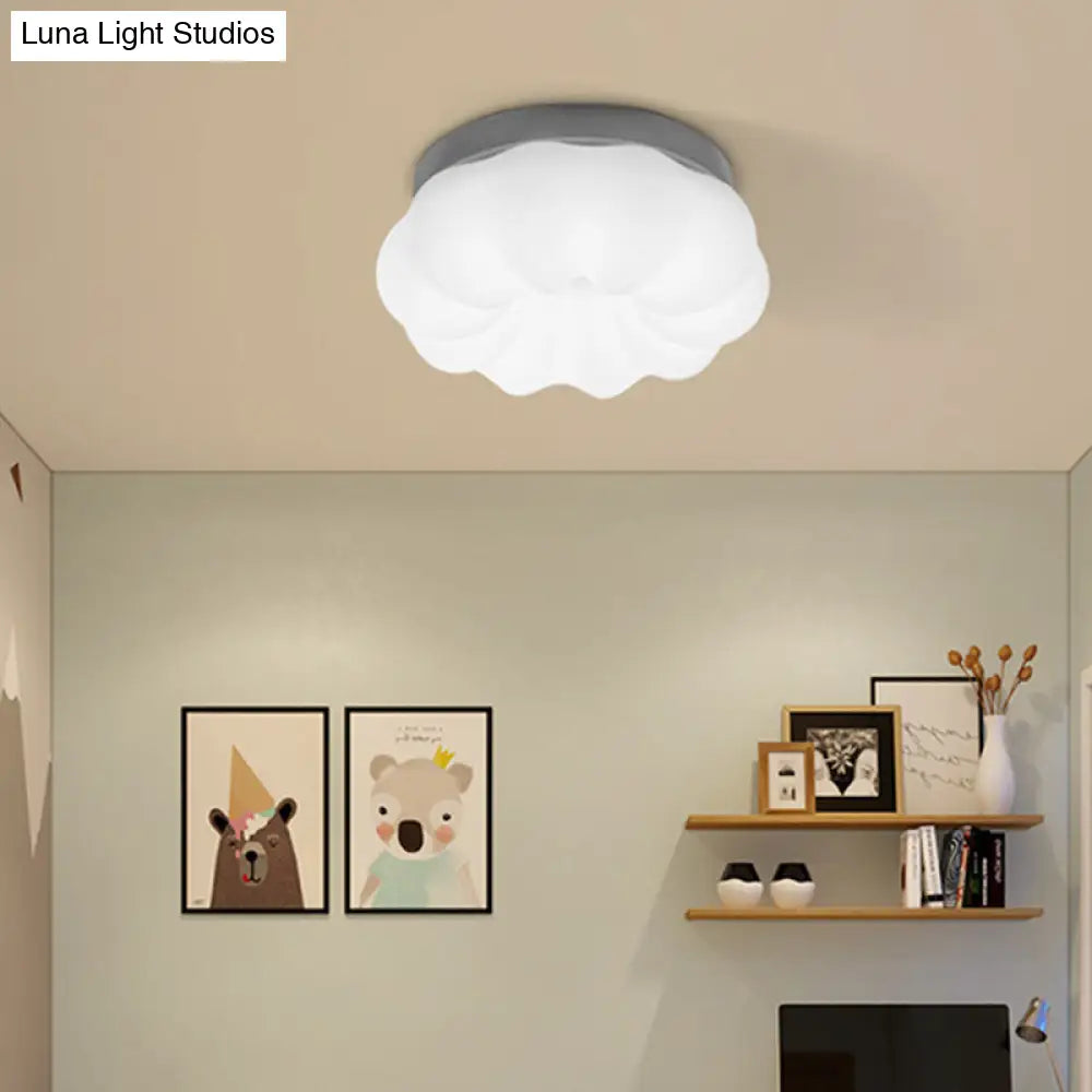 Whimsical Kids’ Room Illumination: Led Plastic Cloud Flush Mount Ceiling Light In White