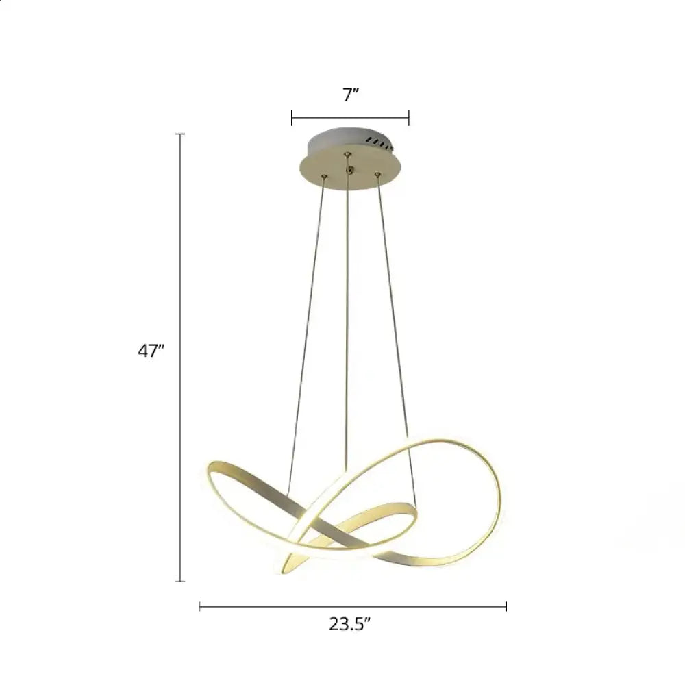 White Acrylic Led Cycle Chandelier Pendant For Dining Room - Decorative Ceiling Light / 23.5’ Warm