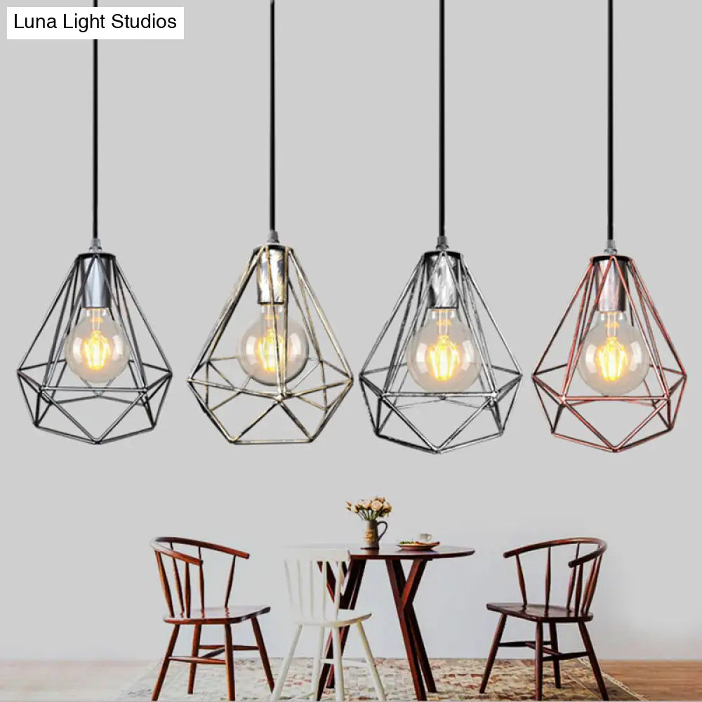 Wire Cage Pendant Light In Black/Copper/Gold | Ideal For Living Room Lighting