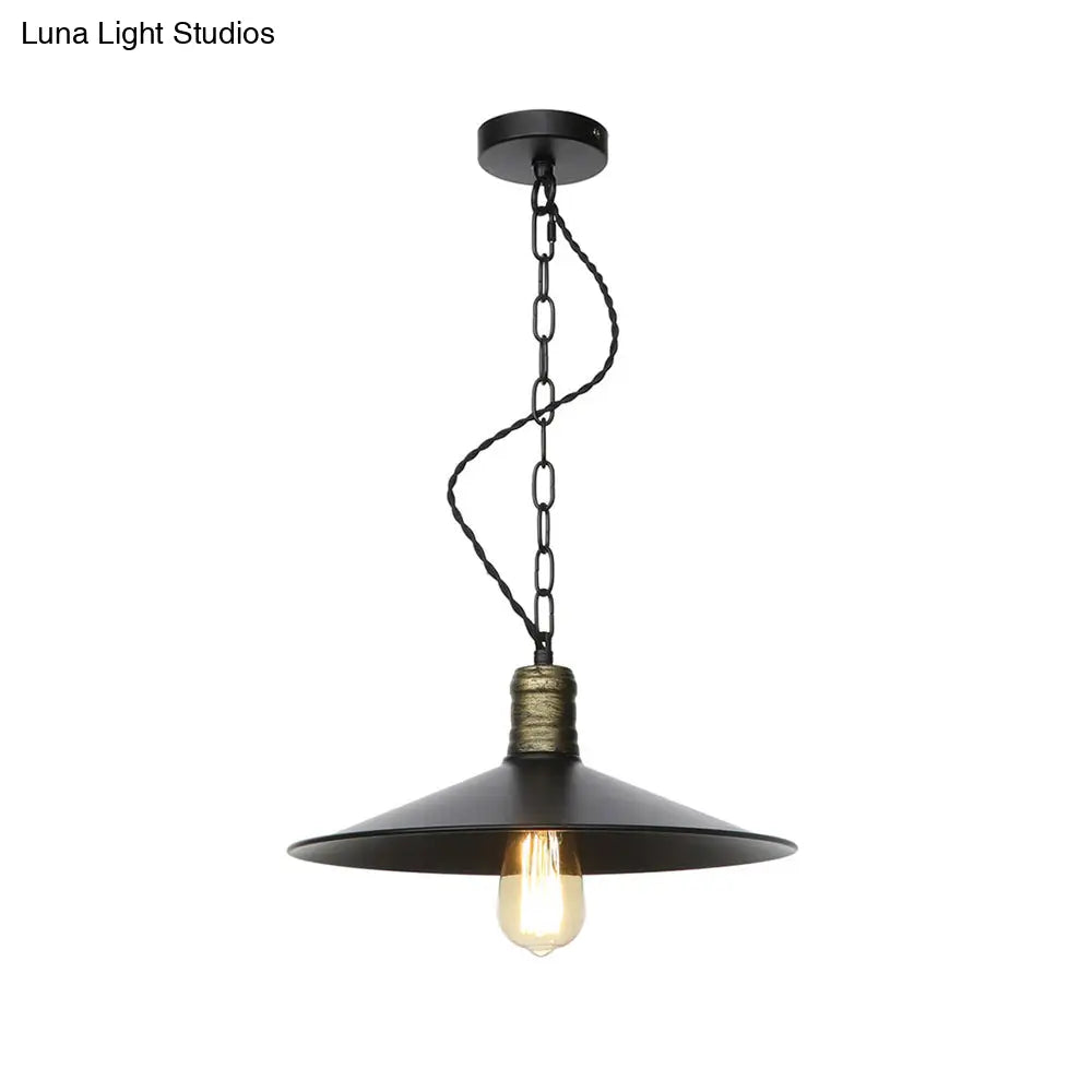 Wrought Iron Black Pendant Light - Retro 1-Light Ceiling Fixture For Living Room (7’/8.5’/10’ Wide)