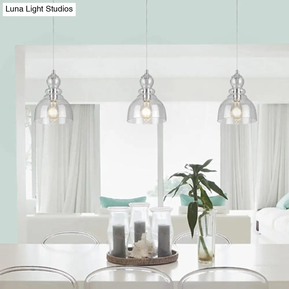 1-Bulb Industrial Gourd Shaped Light Fixture - Seeded Glass Pendant For Diner Bar