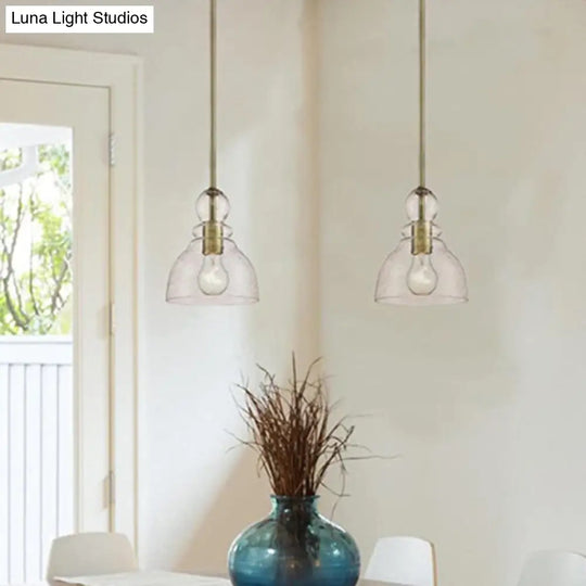 1-Bulb Industrial Gourd Shaped Pendant Light Fixture With Seeded Glass - Perfect For Diner Bar