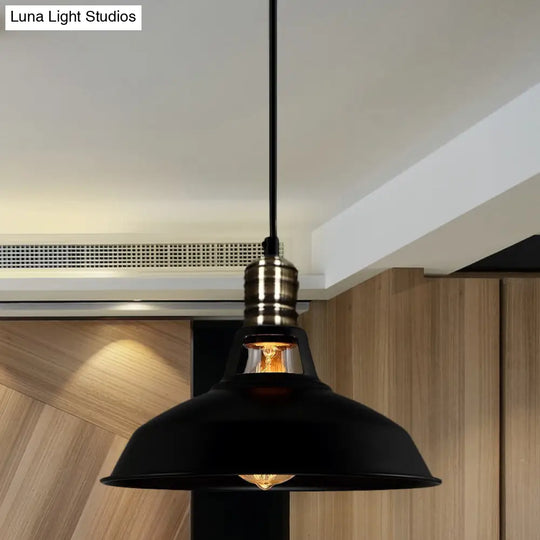 1-Head Barn Pendant Lighting Industrial Style Available In Black/White 10.5/12/15 Inch Diameter