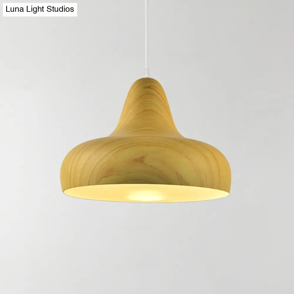 1-Light Warehouse Onion Aluminum Pendant - White/Coffee/Wood Ideal For Dining Room