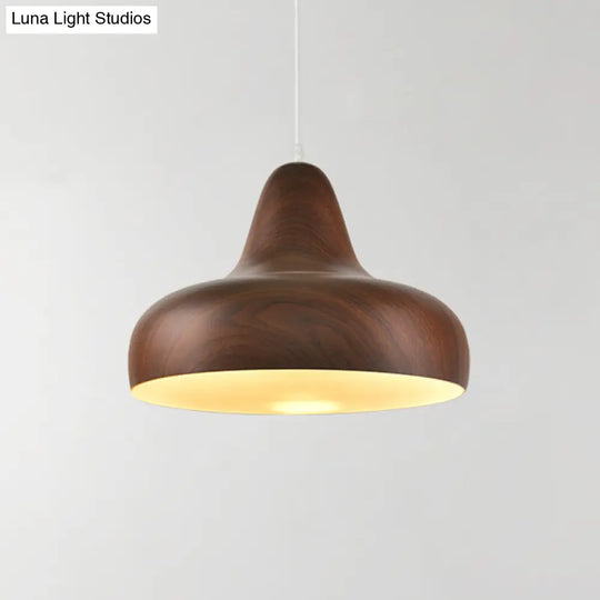 1-Light Warehouse Onion Aluminum Pendant - White/Coffee/Wood Ideal For Dining Room