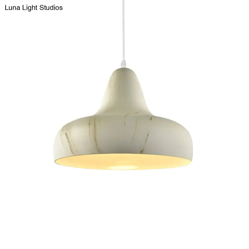 1-Light Warehouse Onion Aluminum Pendant - White/Coffee/Wood Ideal For Dining Room