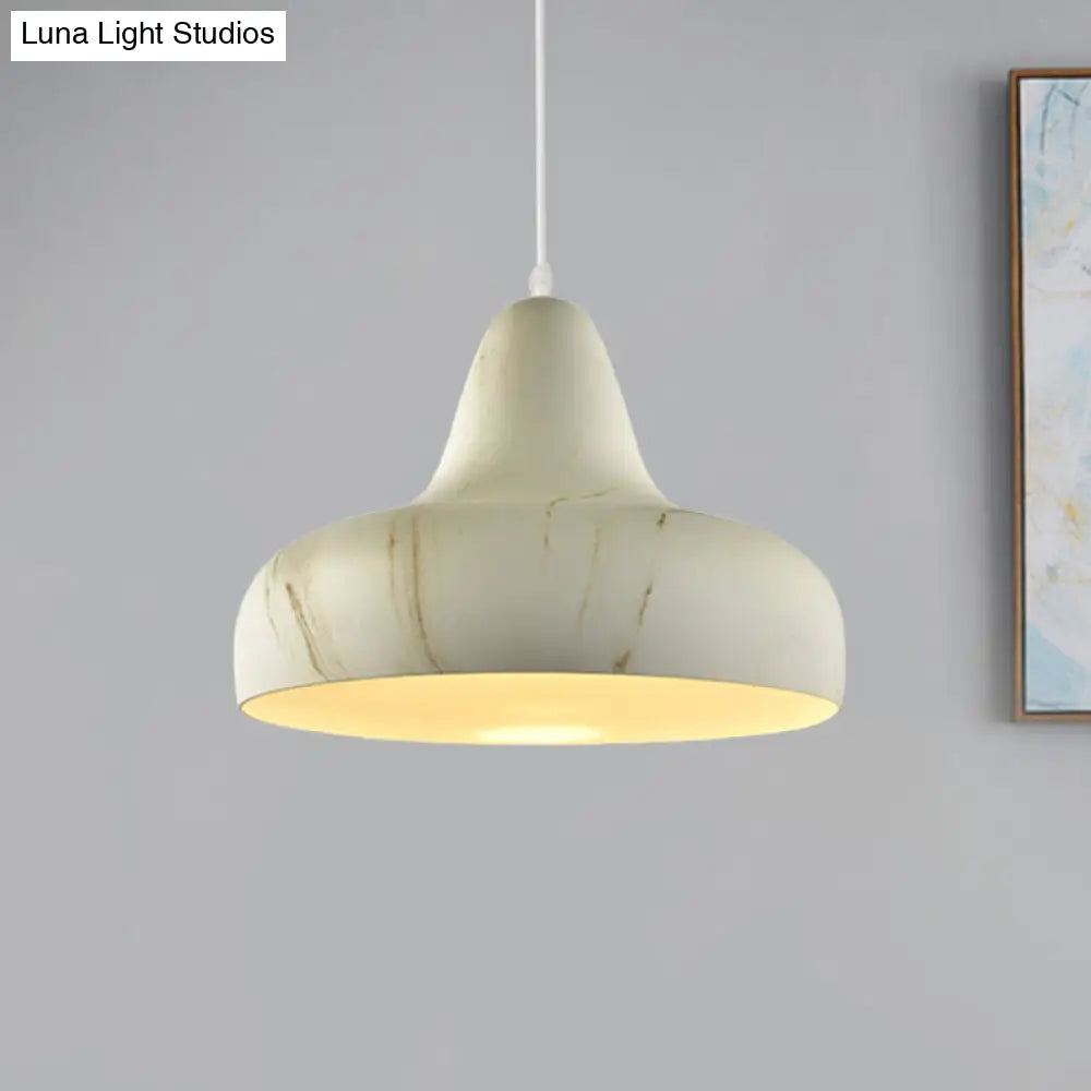 1-Light Warehouse Onion Aluminum Pendant - White/Coffee/Wood Ideal For Dining Room White