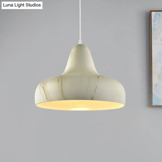1-Light Warehouse Onion Aluminum Pendant - White/Coffee/Wood Ideal For Dining Room White