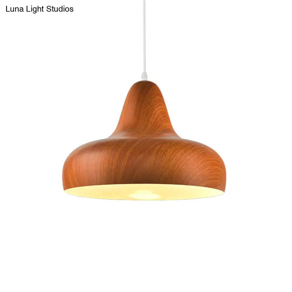 1-Light Warehouse Onion Aluminum Pendant - White/Coffee/Wood Ideal For Dining Room