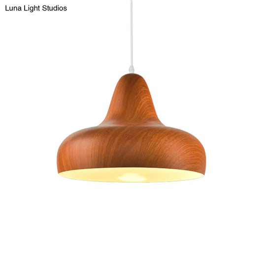1-Light Warehouse Onion Aluminum Pendant - White/Coffee/Wood Ideal For Dining Room