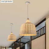 1-Light Bamboo Suspension Pendant Light: Simplicity & Elegance For Restaurants