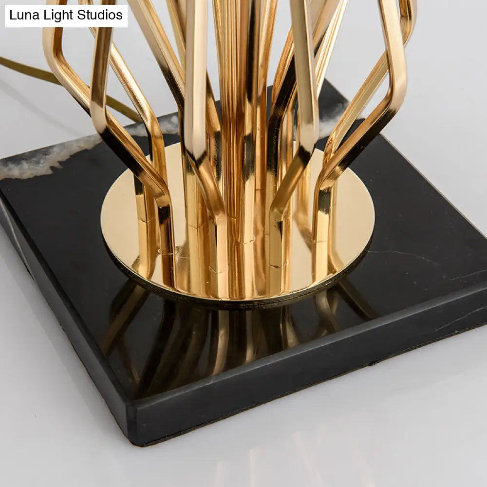 1-Light Black/White Task Table Lamp With Geometric Base For Bedroom