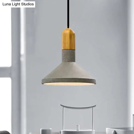 1-Light Cement Red/Black/Wood Hanging Lamp - Loft Style Pendant Ceiling Light For Dining Table