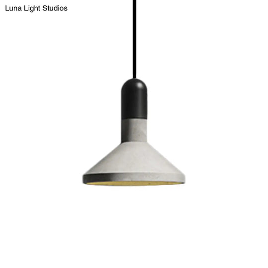 1-Light Cement Red/Black/Wood Hanging Lamp - Loft Style Pendant Ceiling Light For Dining Table