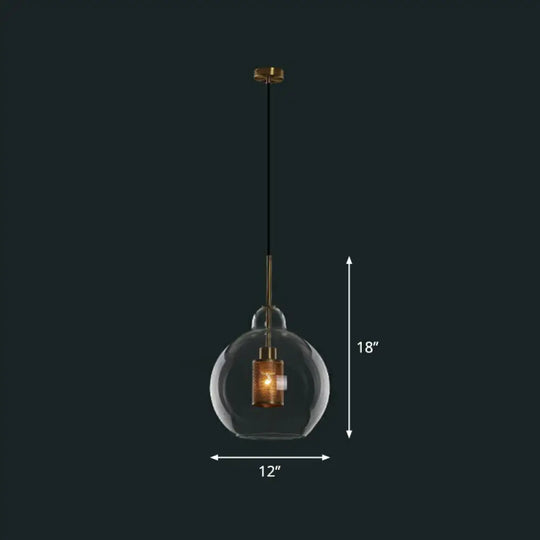 1-Light Clear Glass Shade Pendant - Simple And Stylish Hanging Light Fixture For Restaurants / C