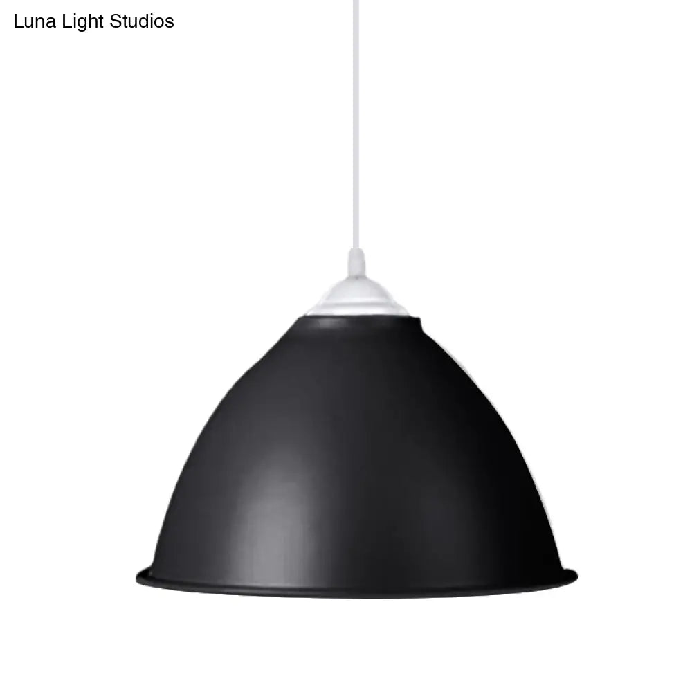 Industrial Dome Pendant Light - Aluminum Ceiling Fixture In Frosted Green/Yellow Dining Room