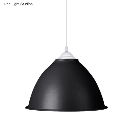 Industrial Dome Pendant Light - Aluminum Ceiling Fixture In Frosted Green/Yellow Dining Room