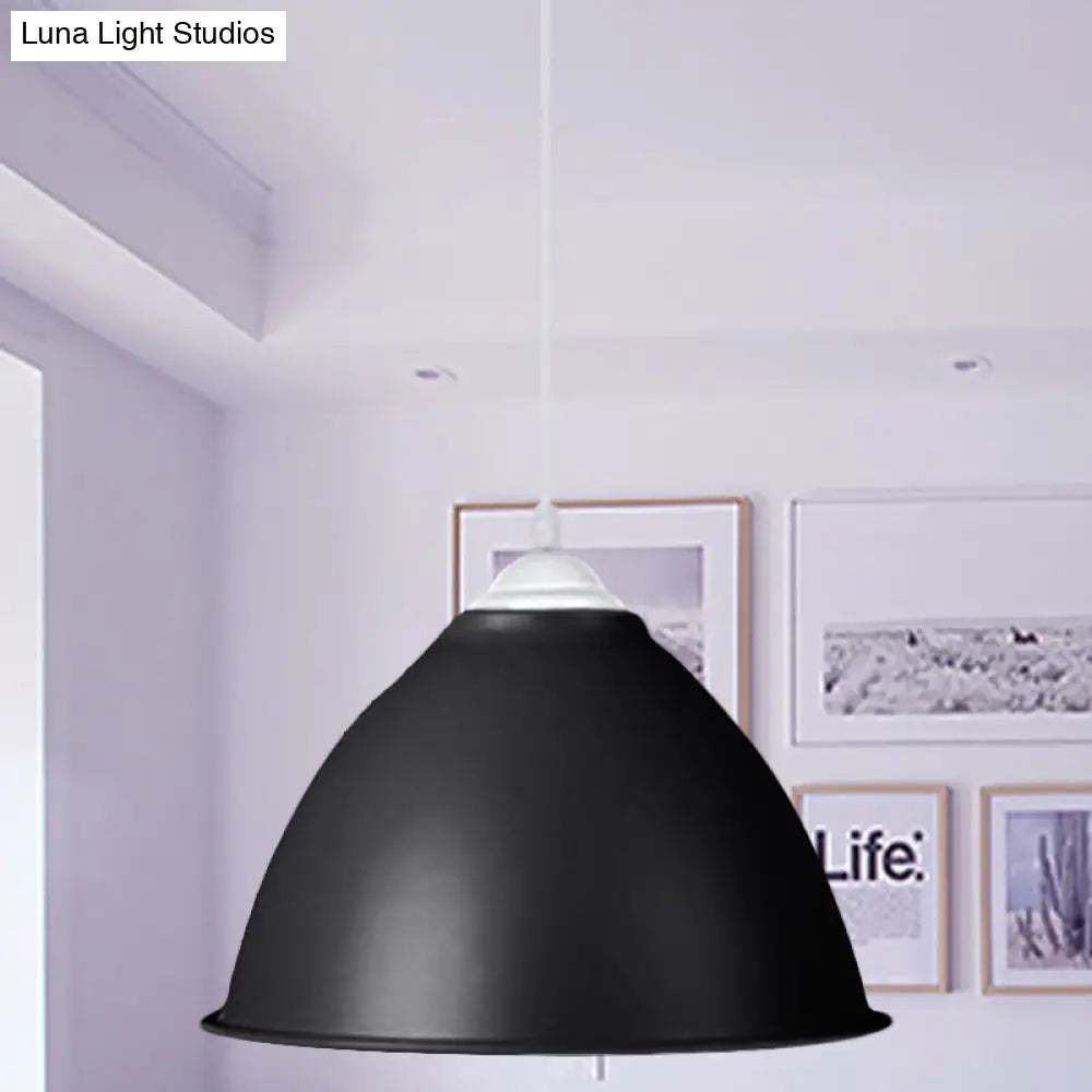 Industrial Dome Pendant Light - Aluminum Ceiling Fixture In Frosted Green/Yellow Dining Room