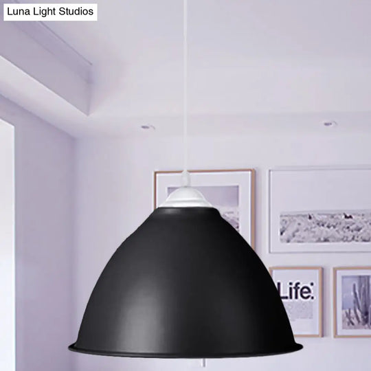Industrial Dome Pendant Light - Aluminum Ceiling Fixture In Frosted Green/Yellow Dining Room