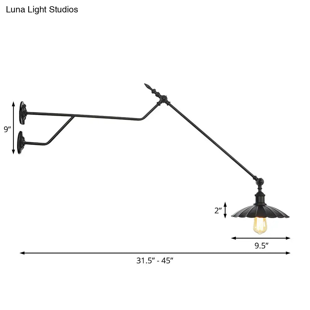 1-Light Metal Matte Black Sconce Lamp - Industrial Wall Mounted Lighting For Indoor Spaces