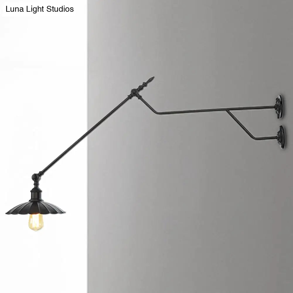 1-Light Metal Matte Black Sconce Lamp - Industrial Wall Mounted Lighting For Indoor Spaces