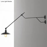 1-Light Metal Matte Black Sconce Lamp - Industrial Wall Mounted Lighting For Indoor Spaces