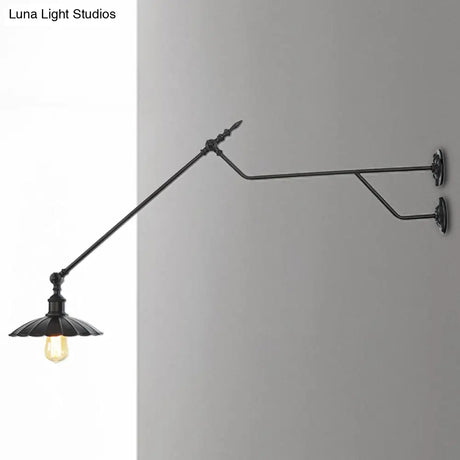 1-Light Metal Matte Black Sconce Lamp - Industrial Wall Mounted Lighting For Indoor Spaces
