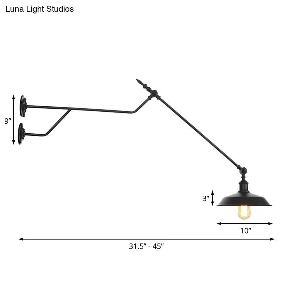 1-Light Metal Matte Black Sconce Lamp - Industrial Wall Mounted Lighting For Indoor Spaces