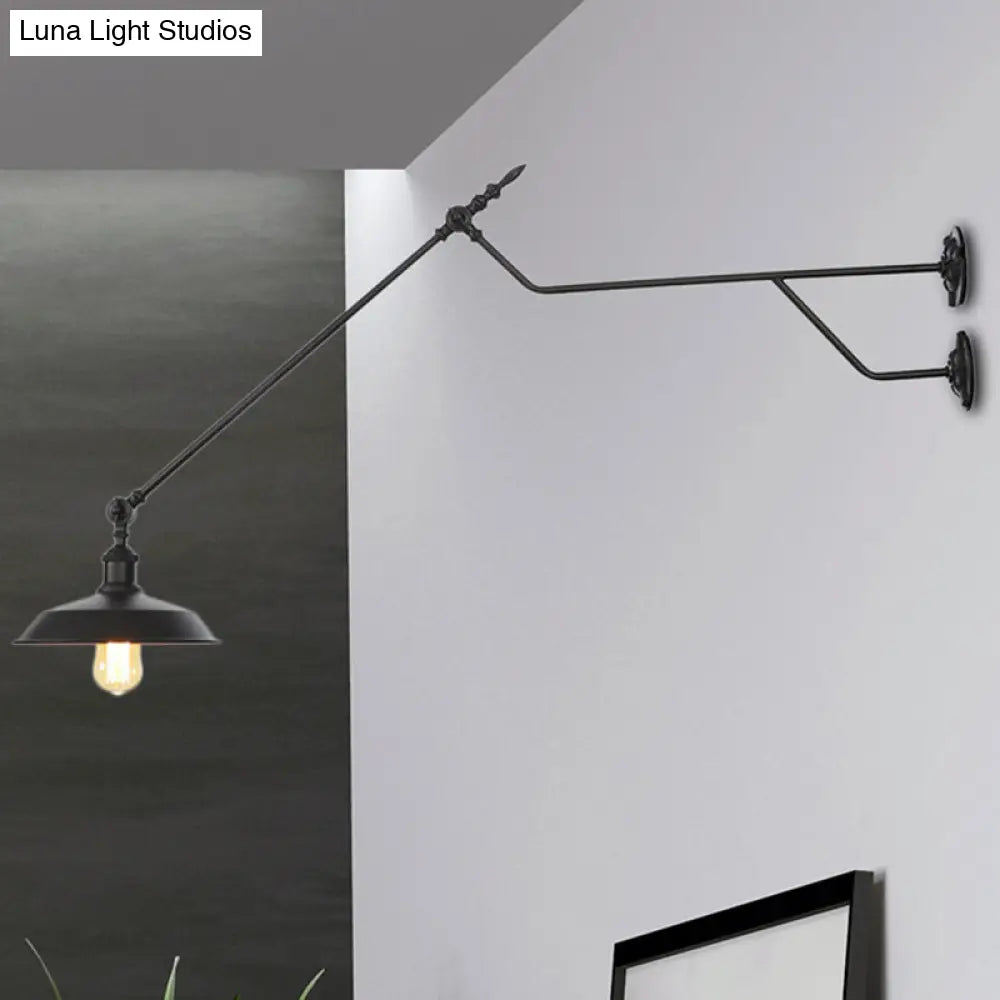 1-Light Metal Matte Black Sconce Lamp - Industrial Wall Mounted Lighting For Indoor Spaces