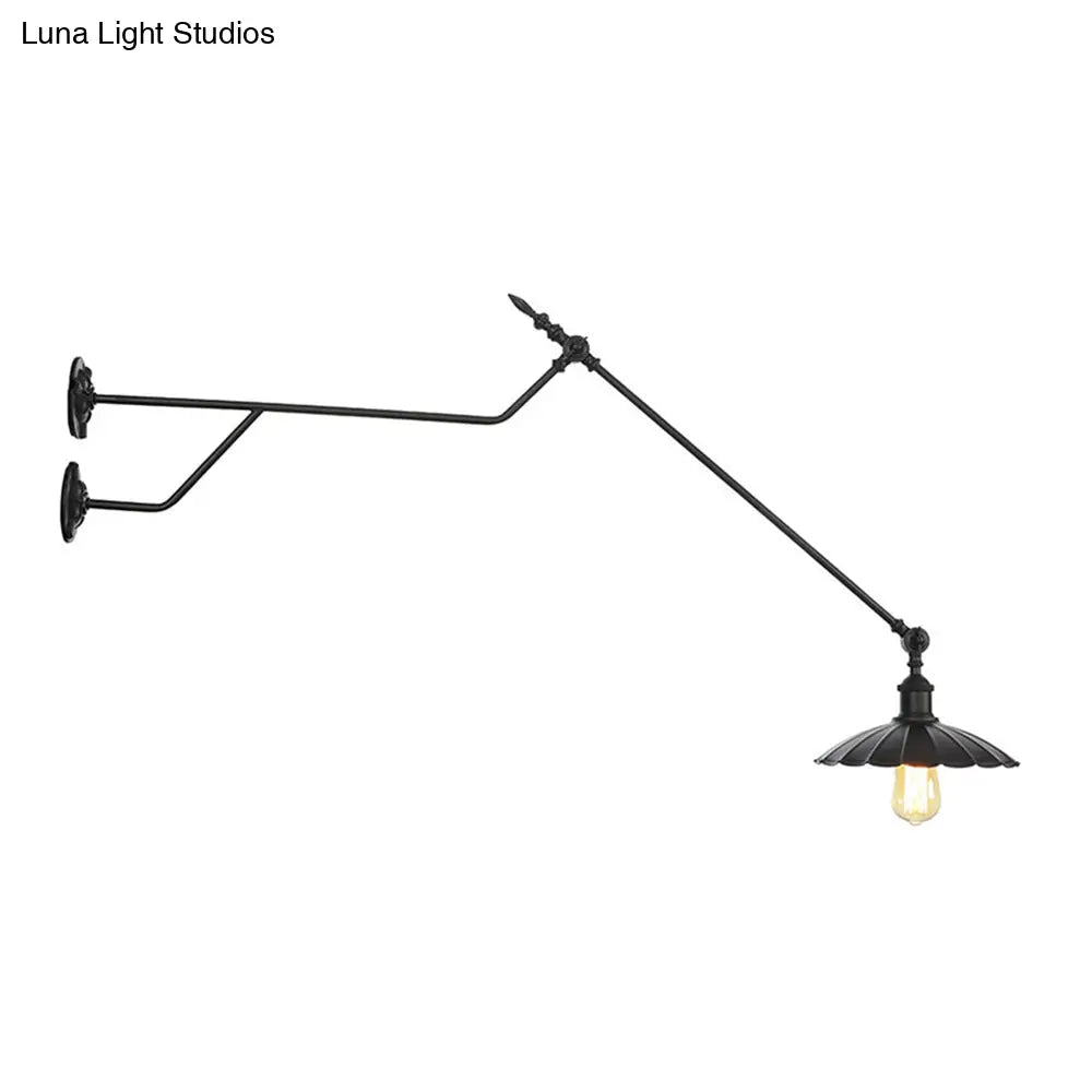 1-Light Metal Matte Black Sconce Lamp - Industrial Wall Mounted Lighting For Indoor Spaces