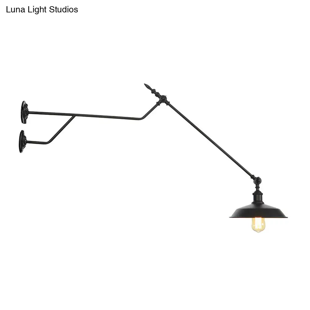 1-Light Metal Matte Black Sconce Lamp - Industrial Wall Mounted Lighting For Indoor Spaces