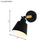 1-Light Modern Wall Mount Lamp With Bucket Shade - Black Metal Fixture For Living Room