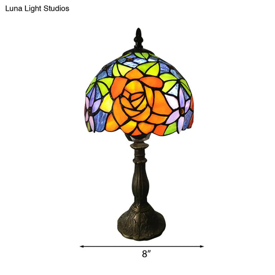 1-Light Sunflower Stained Glass Table Lamp - Lodge Tiffany Style Decorative Lighting In