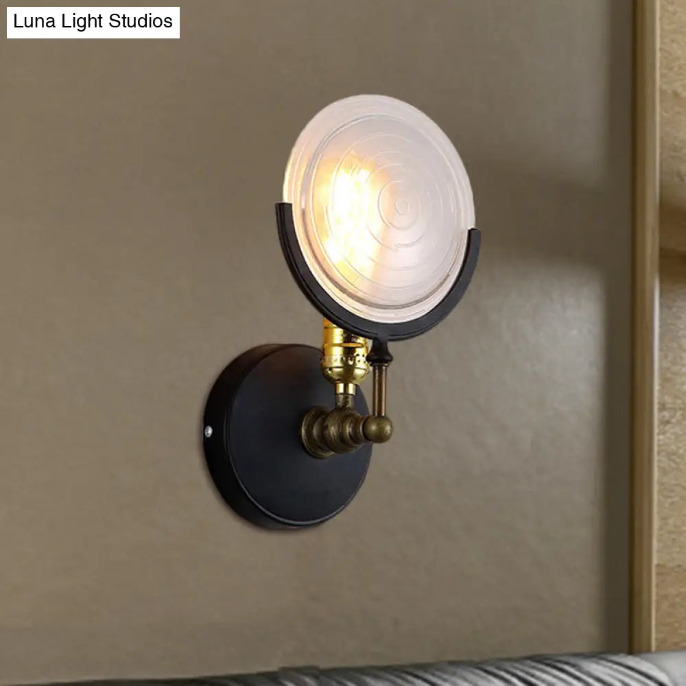 1-Light Wall Mount With Clear Glass Disk - Modern Lighting For Kitchen