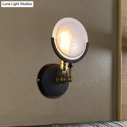 1-Light Wall Mount With Clear Glass Disk - Modern Lighting For Kitchen