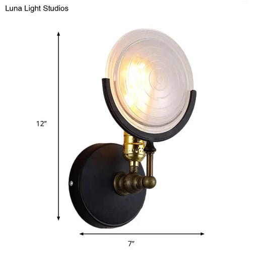 1-Light Wall Mount With Clear Glass Disk - Modern Lighting For Kitchen