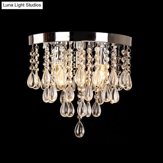 10/12 Crystal Flush Mount Lighting With Circle Shade - Vintage Multi-Head Ceiling Fixture (Clear)