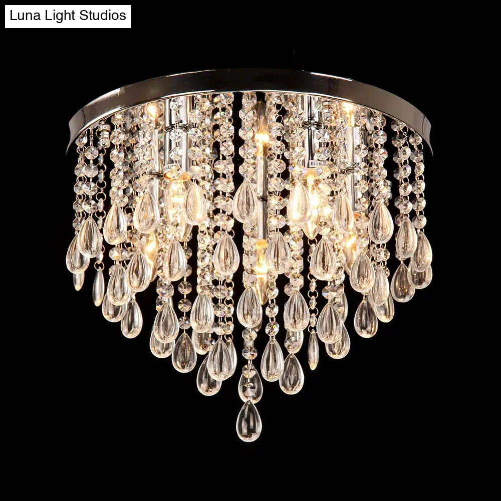 10’/12’ Crystal Flush Mount Lighting With Circle Shade - Vintage Multi - Head Ceiling Fixture