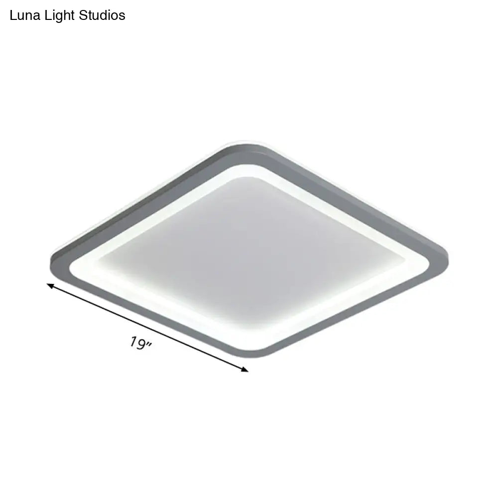 10/14.5/19 Modern Style Grey Square Box Flush Light Acrylic Led Ceiling Lamp Warm/White