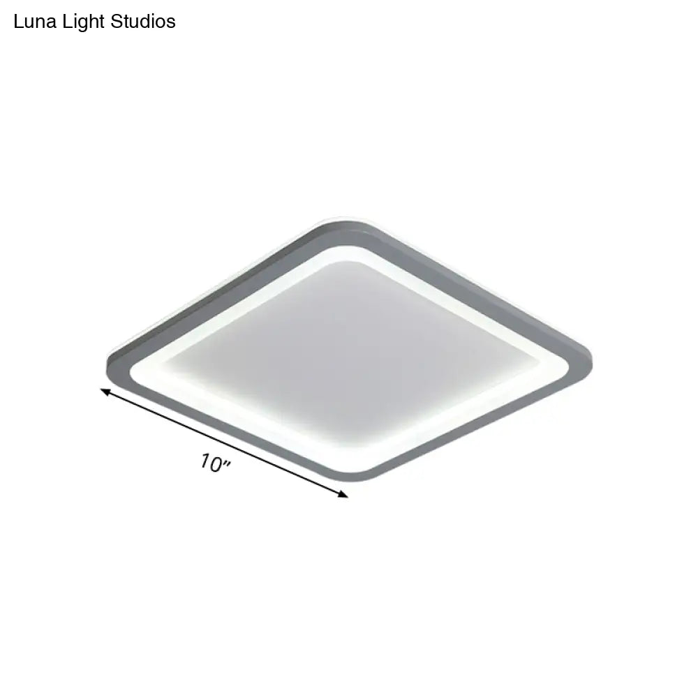 10’/14.5’/19’ Modern Style Grey Square Box Flush Light Acrylic Led Ceiling Lamp – Warm/White