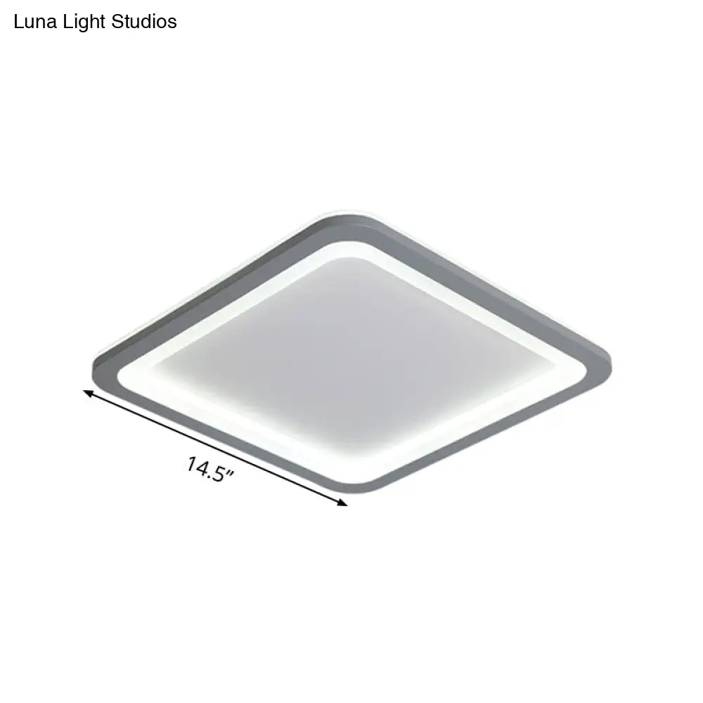 10/14.5/19 Modern Style Grey Square Box Flush Light Acrylic Led Ceiling Lamp Warm/White