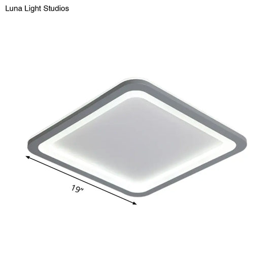 10’/14.5’/19’ Modern Style Grey Square Box Flush Light Acrylic Led Ceiling Lamp – Warm/White
