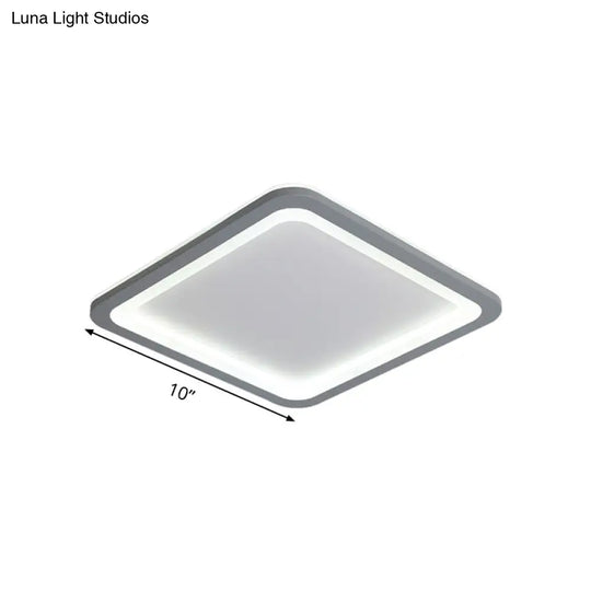 10/14.5/19 Modern Style Grey Square Box Flush Light Acrylic Led Ceiling Lamp Warm/White