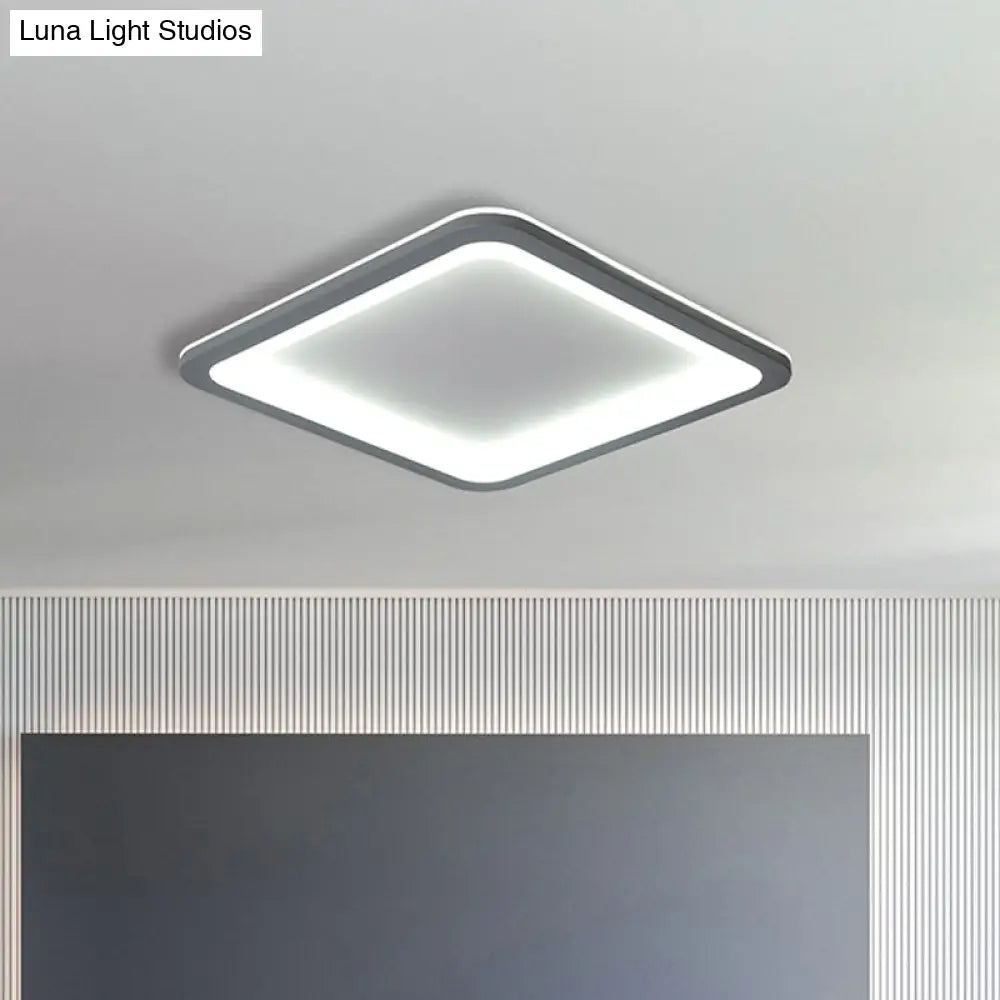 10’/14.5’/19’ Modern Style Grey Square Box Flush Light Acrylic Led Ceiling Lamp –
